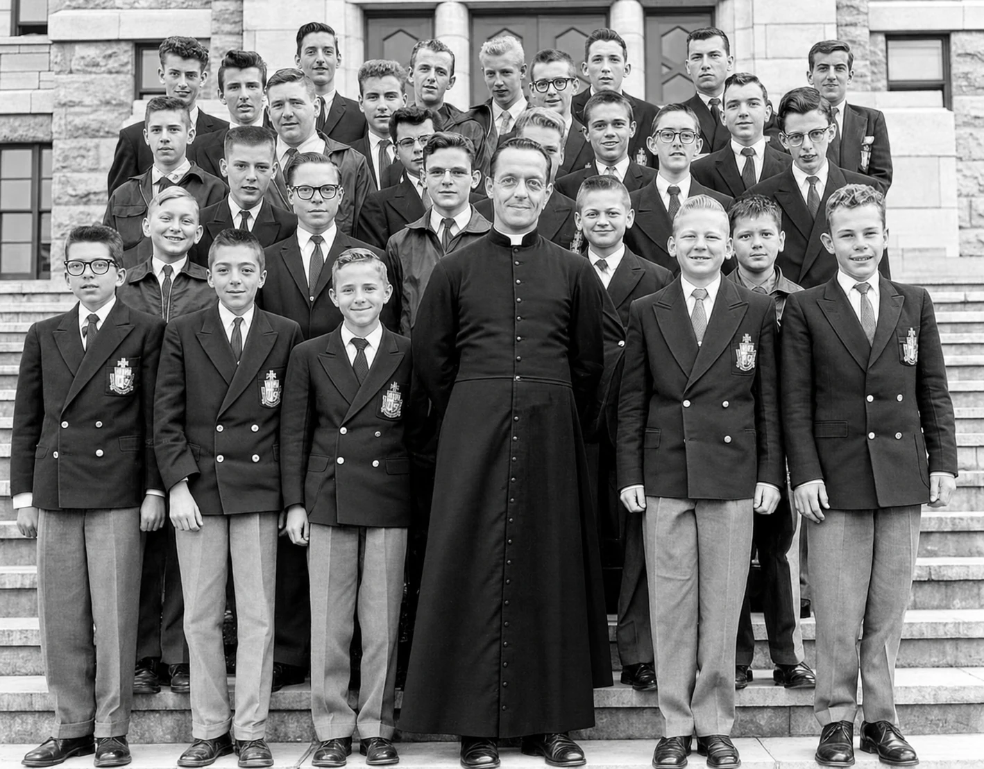 Alumnos con el Sr. Fortier en 1965