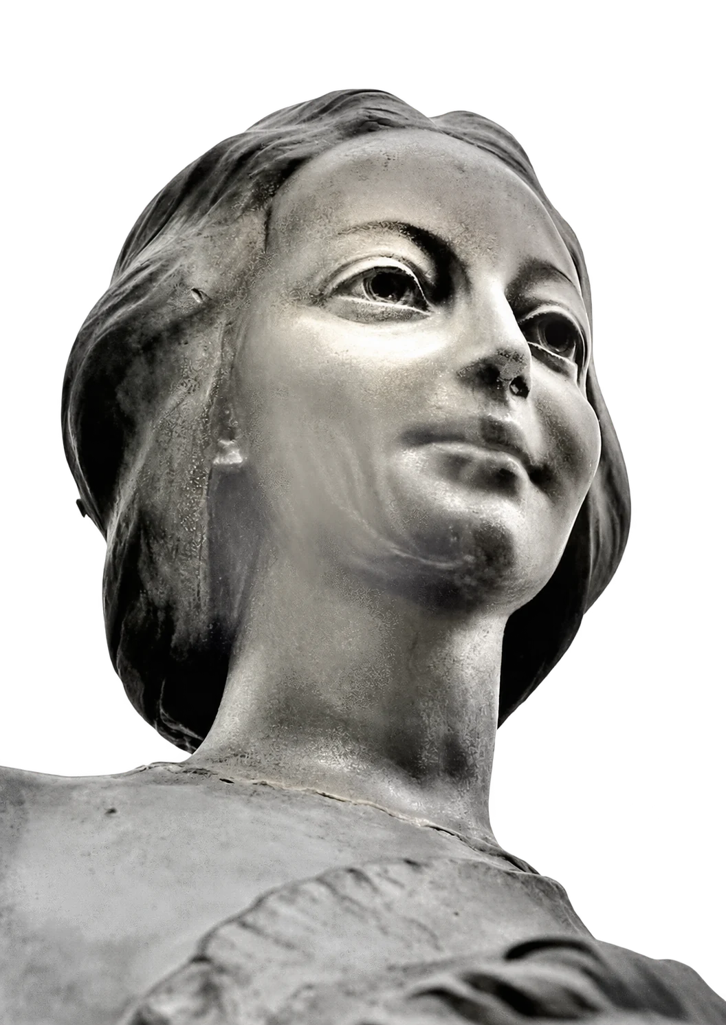 Detalles de la estatua de Notre-Dame du Monde, recuadro en contra-inmersión